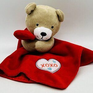 Baby Starters Tan Bear‎ Red XOXO Lovey Security Blanket Rattle 12 inch 2014
